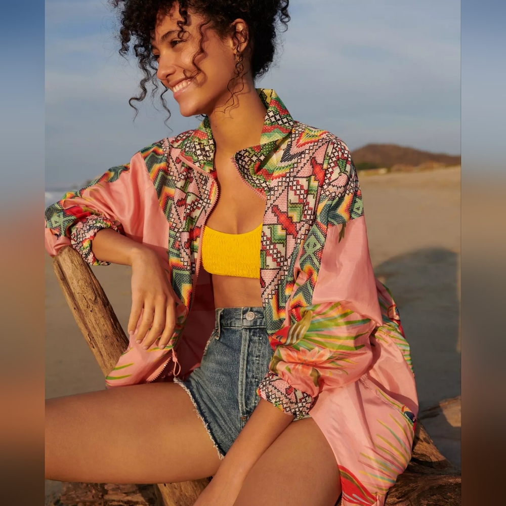 ANTHRO Farm Rio Love Birds Windbreaker
